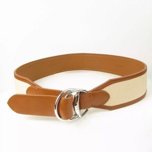 Lauren Ralph Lauren Canvas Silver D-Ring Belt Tan